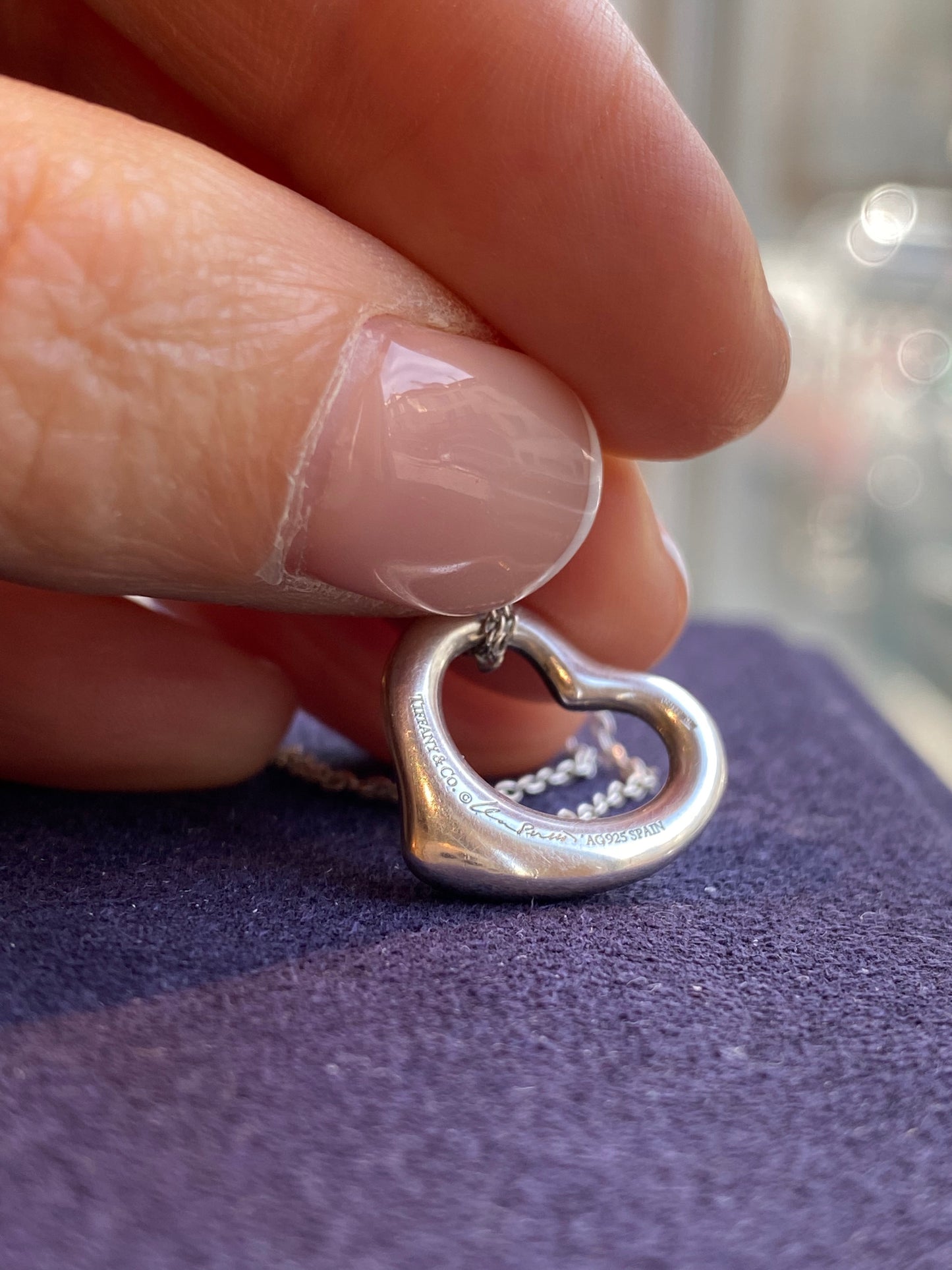 Tiffany & Co, par Elsa Peretti (1940-2021), Collier  en argent "Open heart"