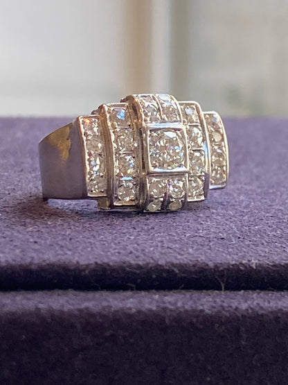 BAGUE  ART DECO PLATINE & DIAMANTS