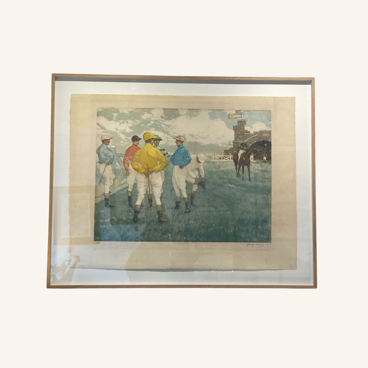 Frantz Charlet (1862-1928), Les Jockeys Avant La Course, Aquatinte