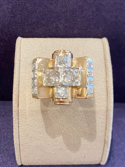 BAGUE TANK OR & DIAMANTS